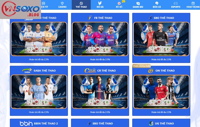 Cá cược thể thao VNSOXO bao gồm những thể loại gì?